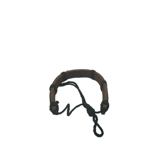 Handmade Leather Bracelet With Jesus Fish Symbol Adjustable Black Cord Unisex - Picture 3 of 4